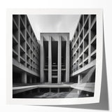 Brutalist Wall Art | Geometric Concrete Architecture | Industrial Canvas