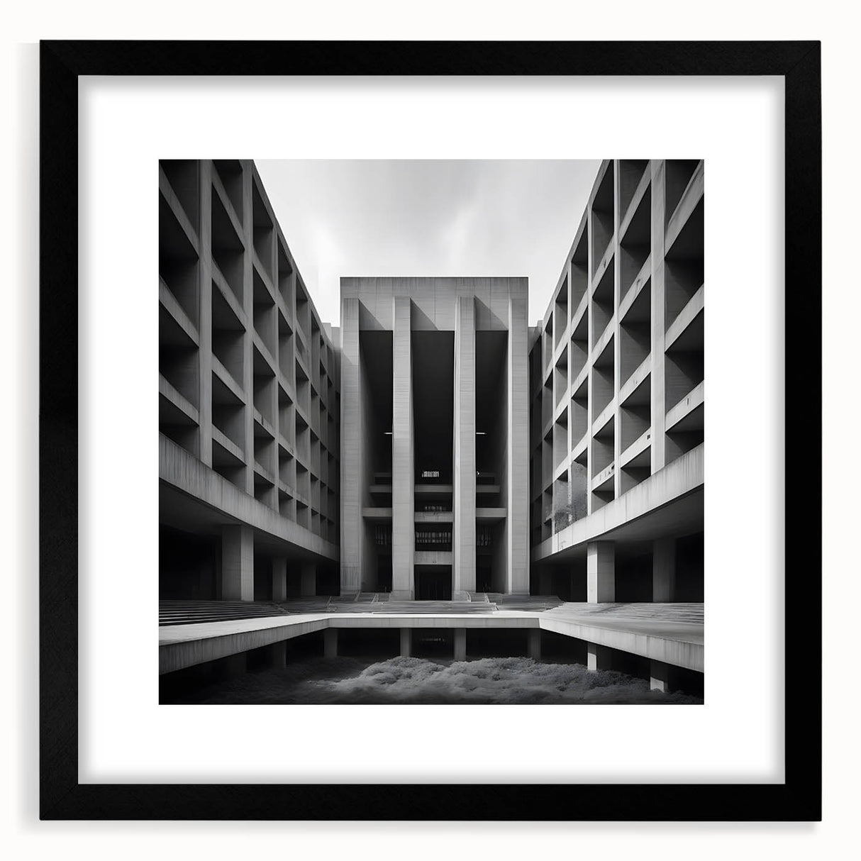 Brutalist Wall Art | Geometric Concrete Architecture | Industrial Canvas