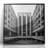 Brutalist Wall Art | Geometric Concrete Architecture | Industrial Canvas