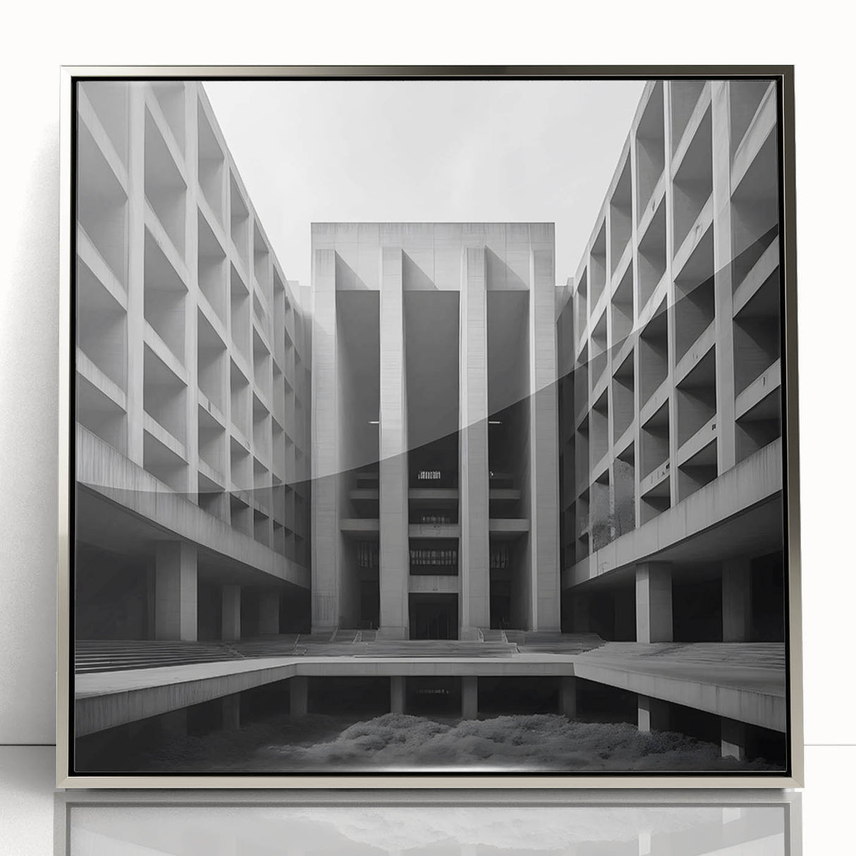 Brutalist Wall Art | Geometric Concrete Architecture | Industrial Canvas