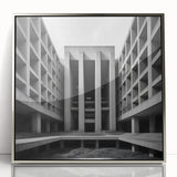 Brutalist Wall Art | Geometric Concrete Architecture | Industrial Canvas