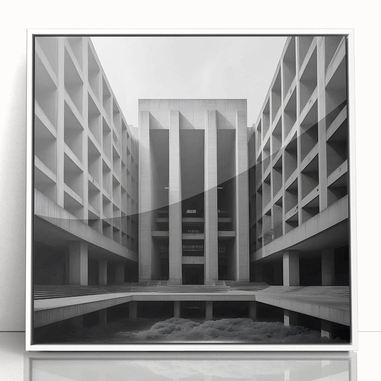 Brutalist Wall Art | Geometric Concrete Architecture | Industrial Canvas