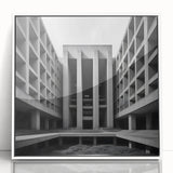 Brutalist Wall Art | Geometric Concrete Architecture | Industrial Canvas