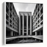 Brutalist Wall Art | Geometric Concrete Architecture | Industrial Canvas