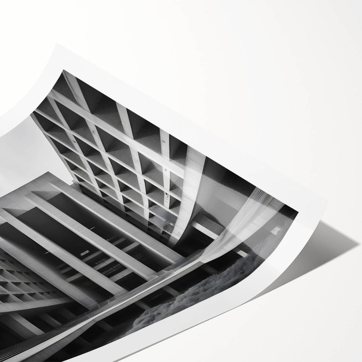 Brutalist Wall Art | Geometric Concrete Architecture | Industrial Canvas