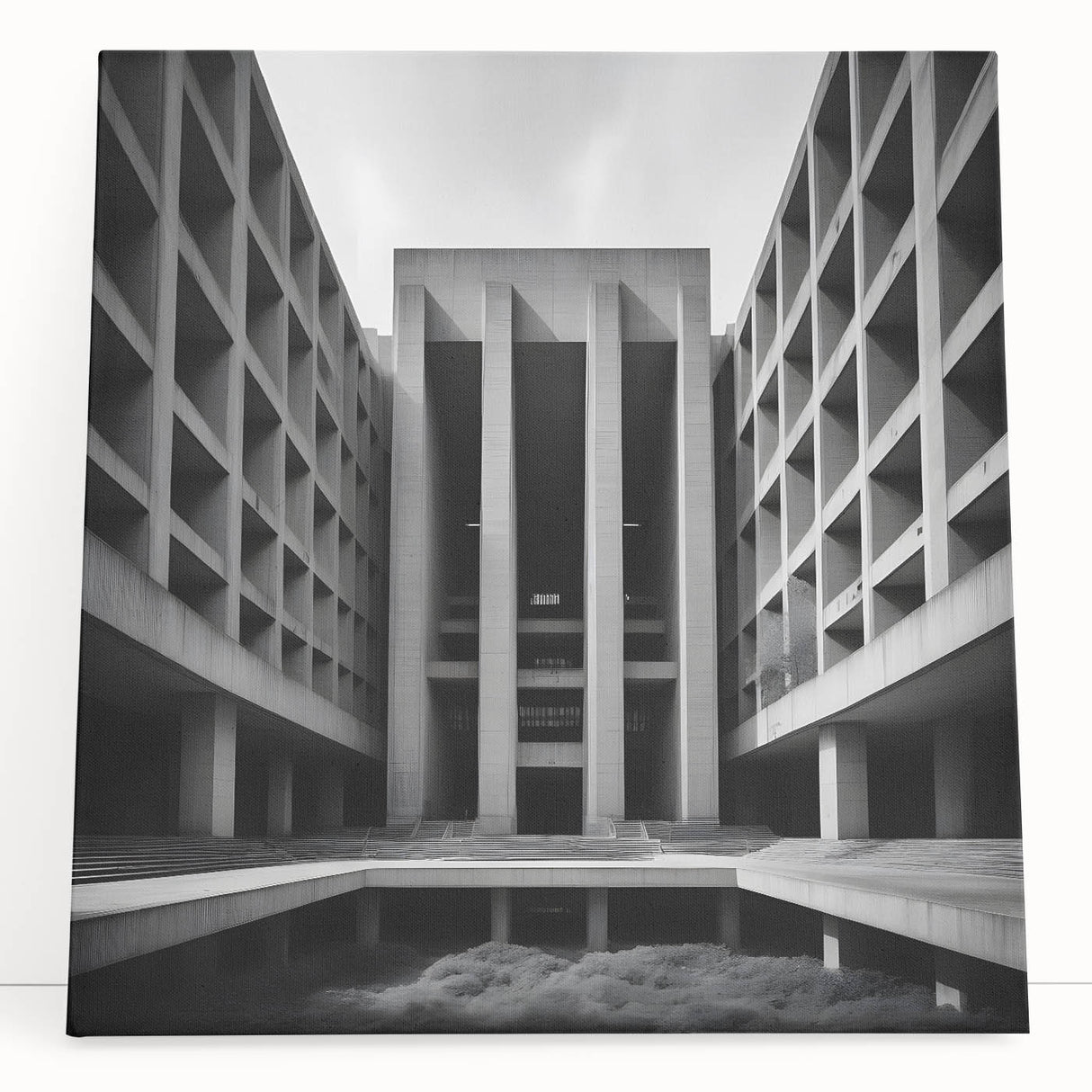 Brutalist Wall Art | Geometric Concrete Architecture | Industrial Canvas