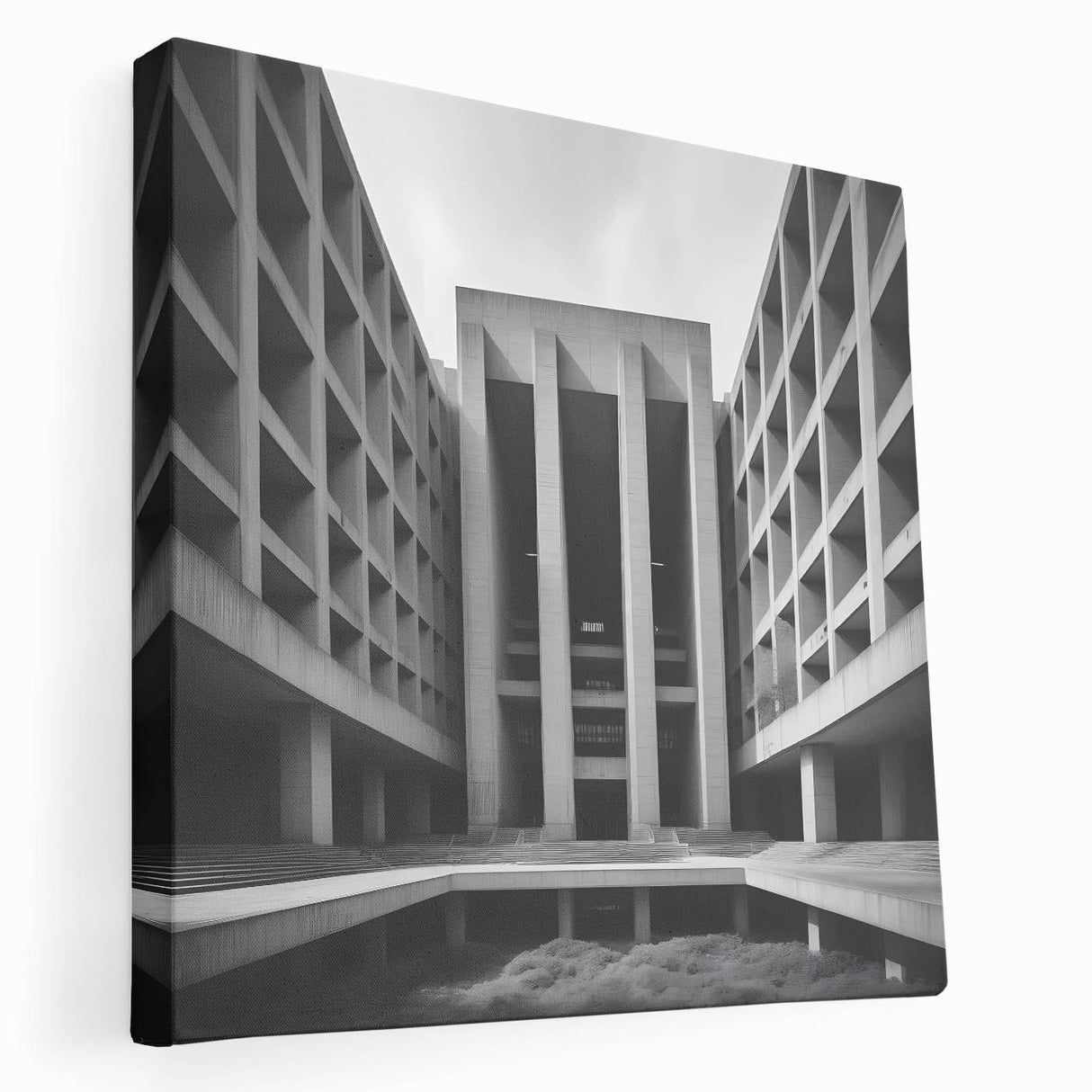 Brutalist Wall Art | Geometric Concrete Architecture | Industrial Canvas