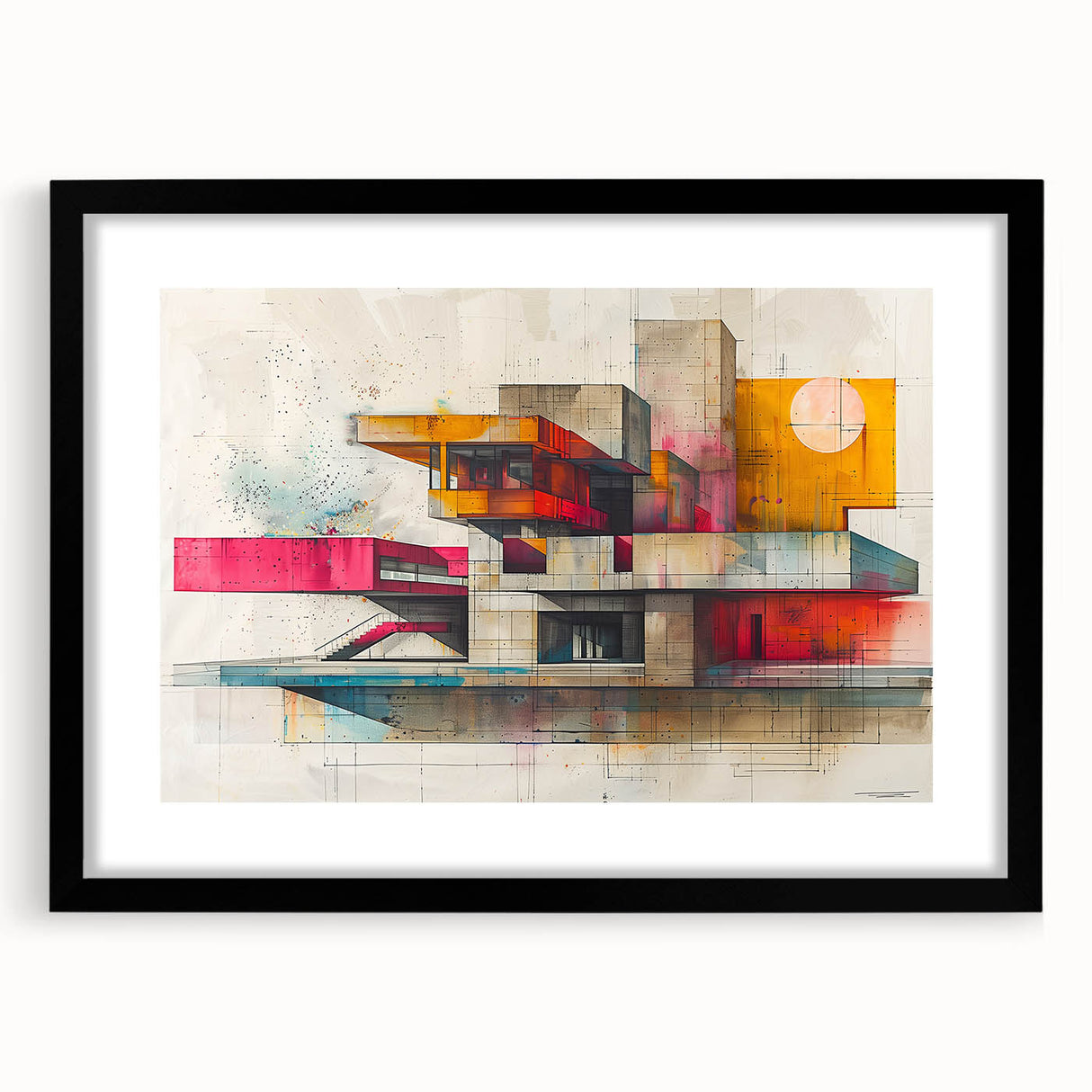 Modern Brutalist Wall Art with Geometric Concrete Forms | Industrial Style