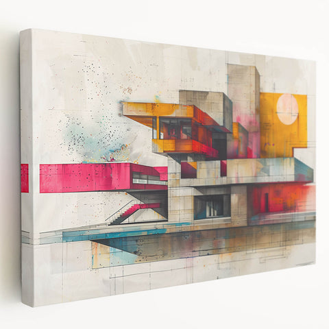 Modern Brutalist Wall Art with Geometric Concrete Forms | Industrial Style