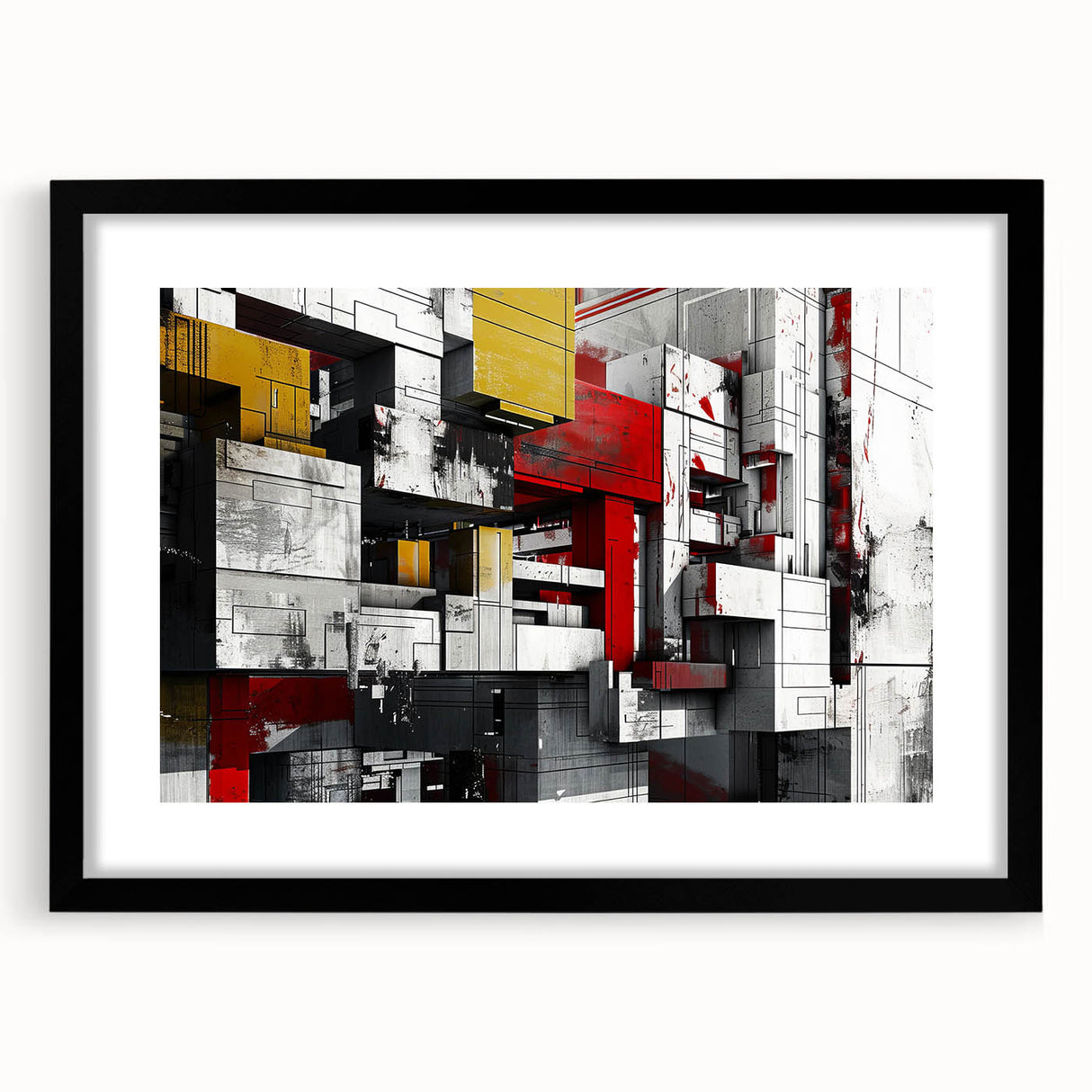 Bold Brutalist Wall Art | Industrial Geometric Design with Concrete Textures