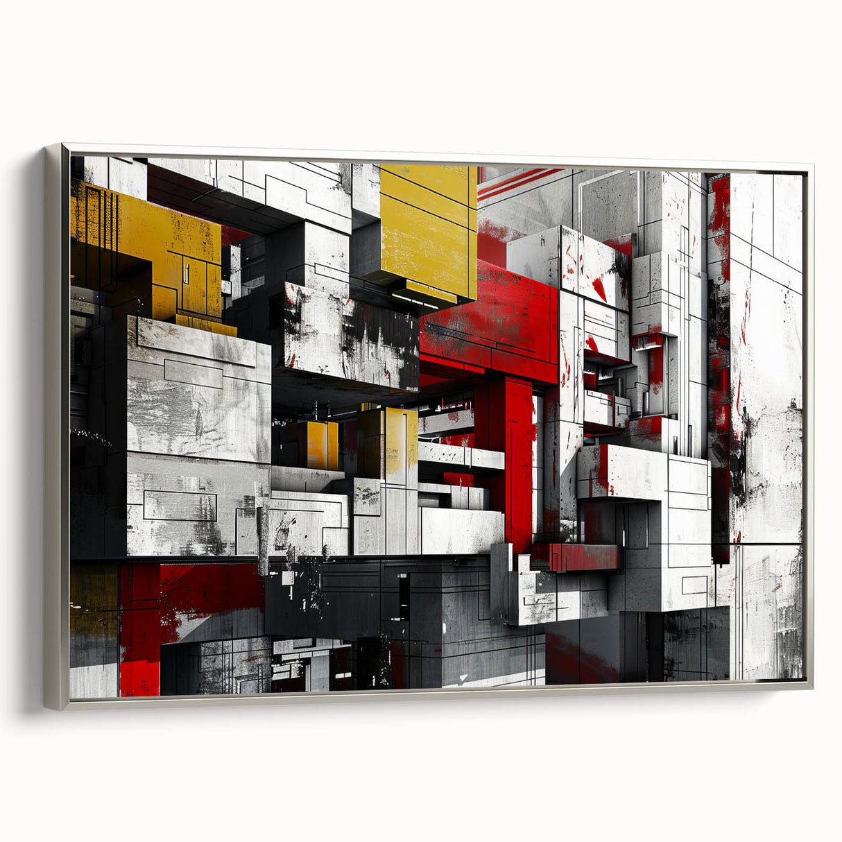 Bold Brutalist Wall Art | Industrial Geometric Design with Concrete Textures