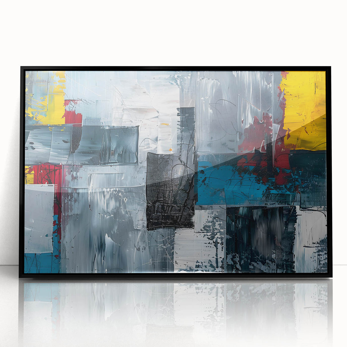 Abstract Brutalist Wall Art | Industrial Geometric Canvas with Bold Colors