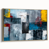 Abstract Brutalist Wall Art | Industrial Geometric Canvas with Bold Colors