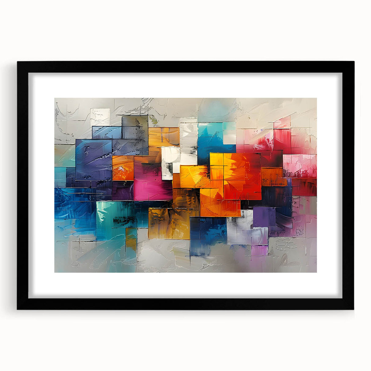 Vibrant Brutalist Wall Art | Colorful Abstract Geometric Industrial Canvas