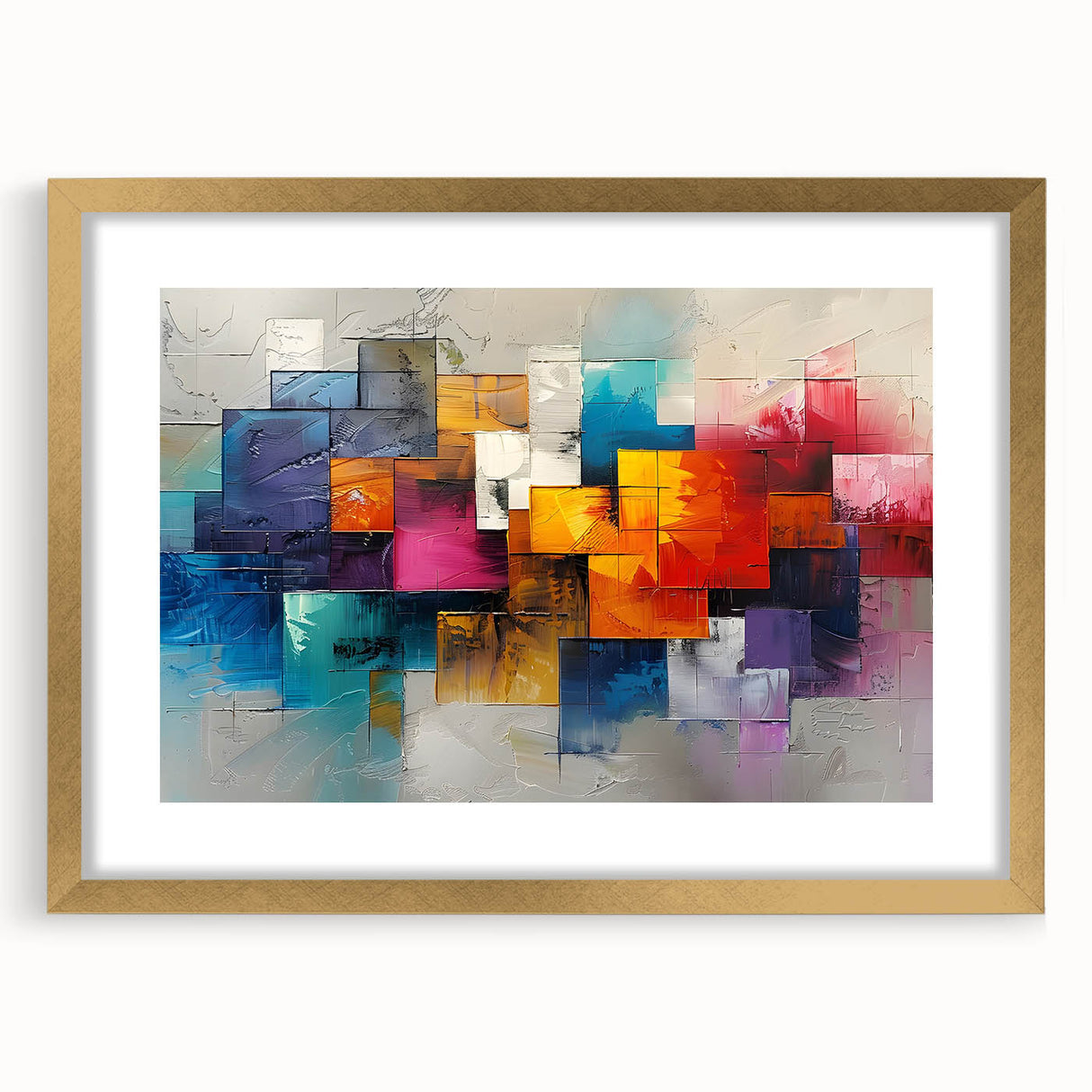 Vibrant Brutalist Wall Art | Colorful Abstract Geometric Industrial Canvas