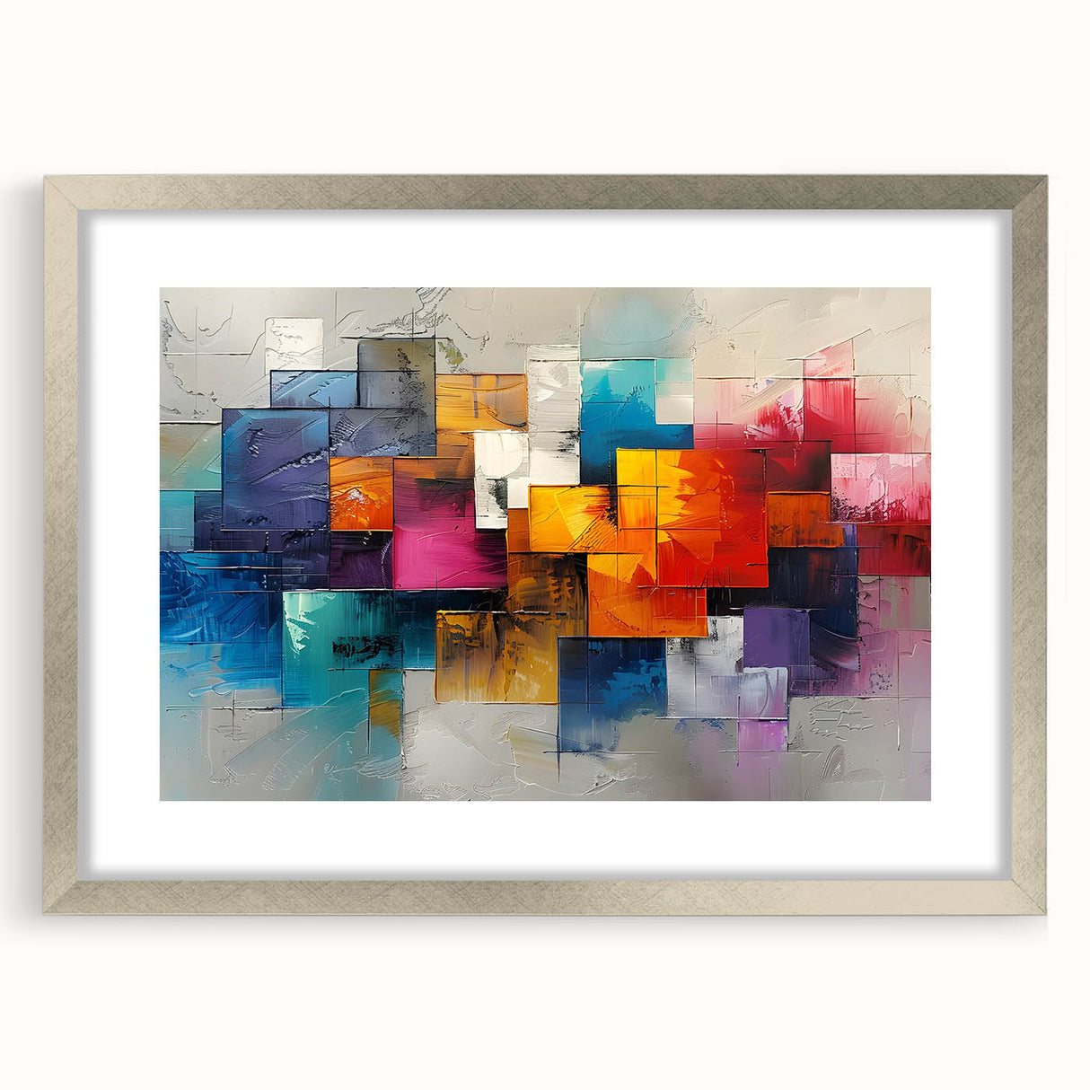 Vibrant Brutalist Wall Art | Colorful Abstract Geometric Industrial Canvas