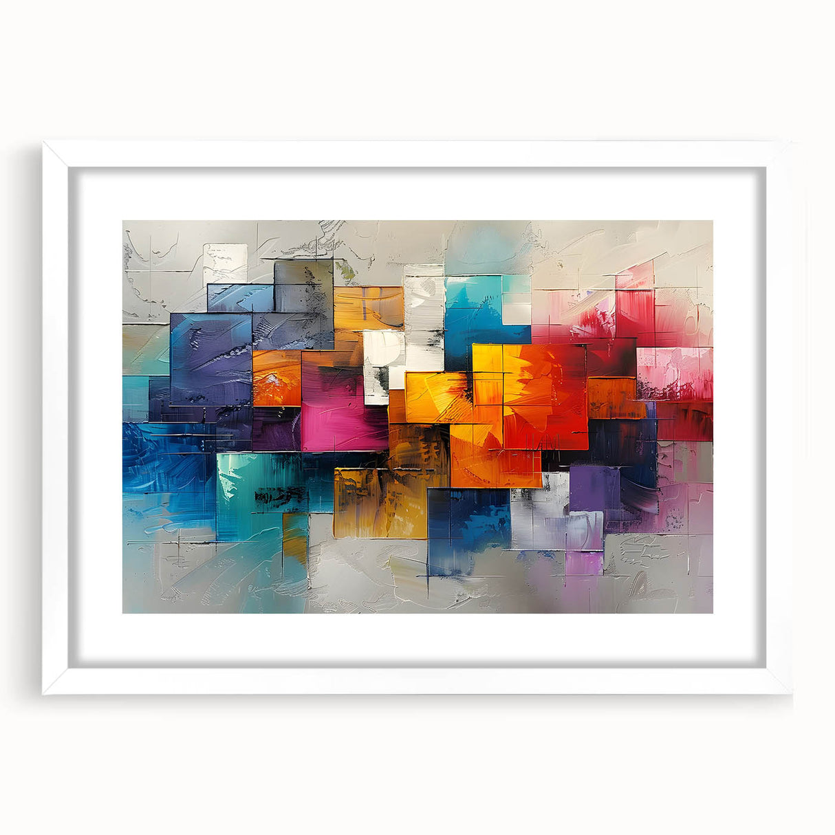 Vibrant Brutalist Wall Art | Colorful Abstract Geometric Industrial Canvas