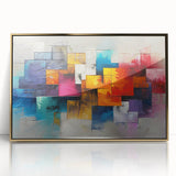 Vibrant Brutalist Wall Art | Colorful Abstract Geometric Industrial Canvas