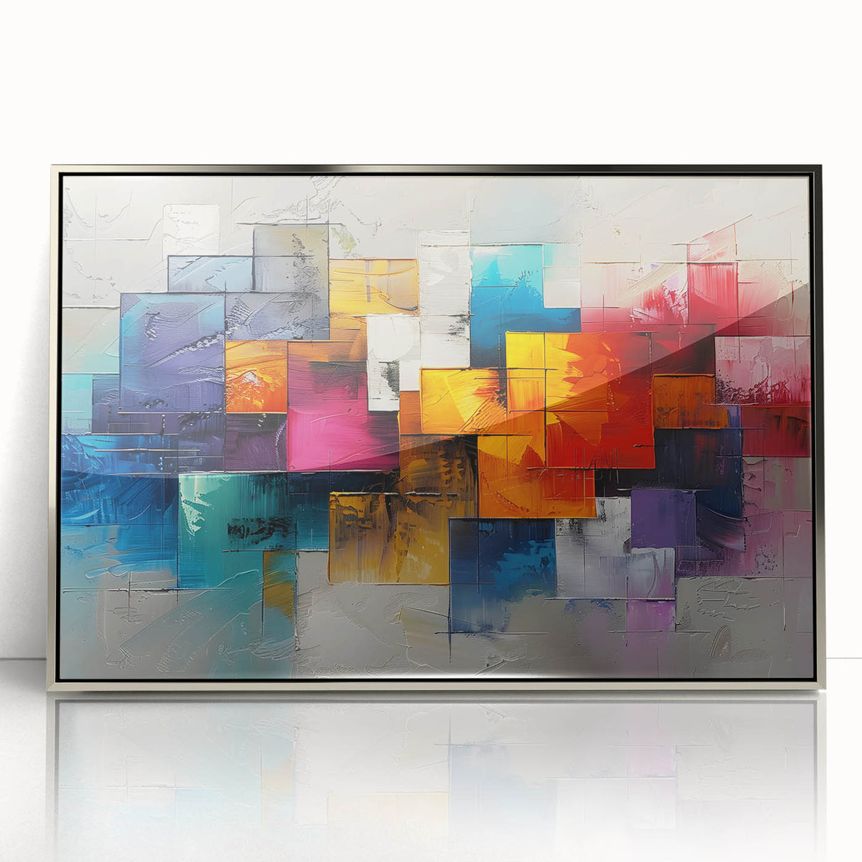 Vibrant Brutalist Wall Art | Colorful Abstract Geometric Industrial Canvas