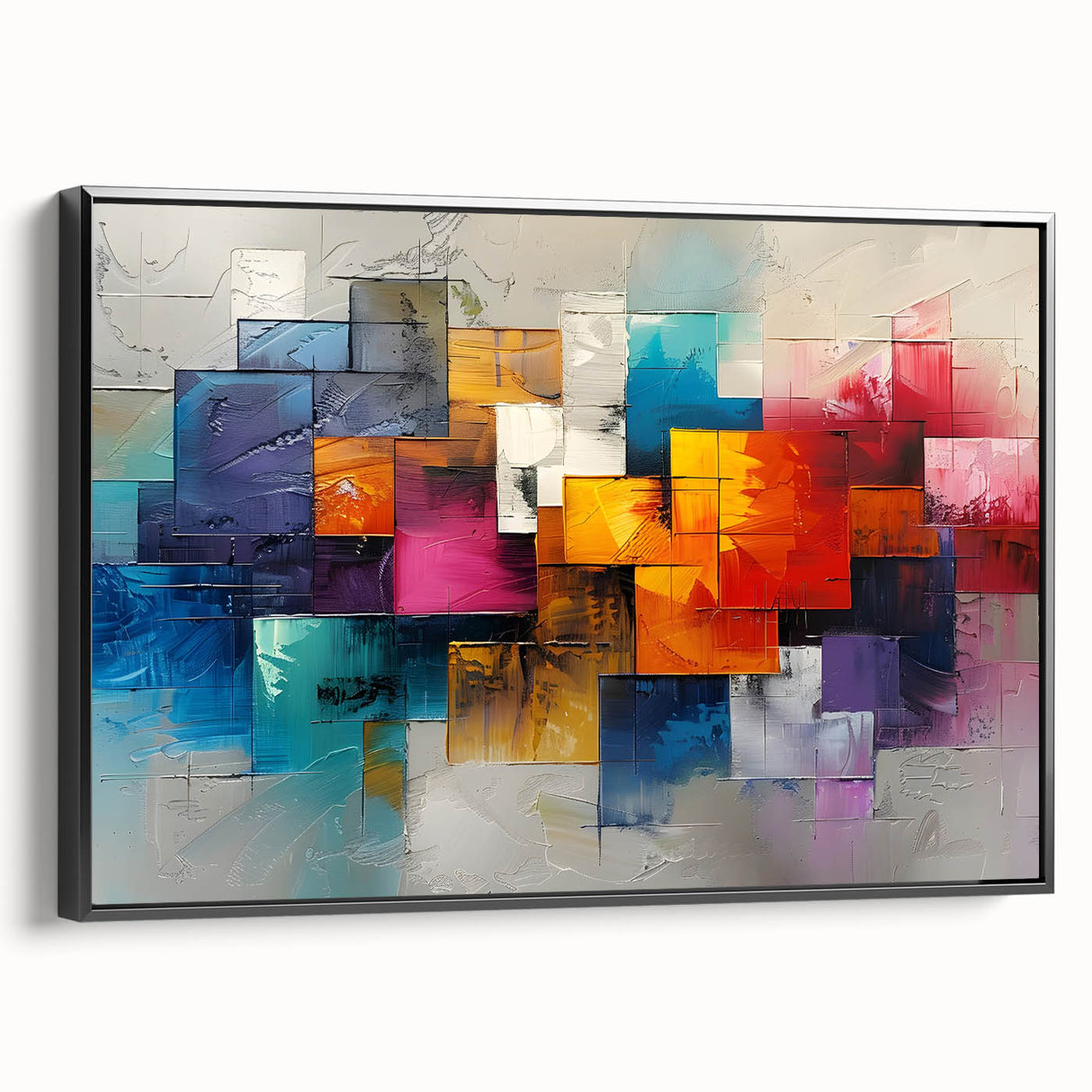 Vibrant Brutalist Wall Art | Colorful Abstract Geometric Industrial Canvas