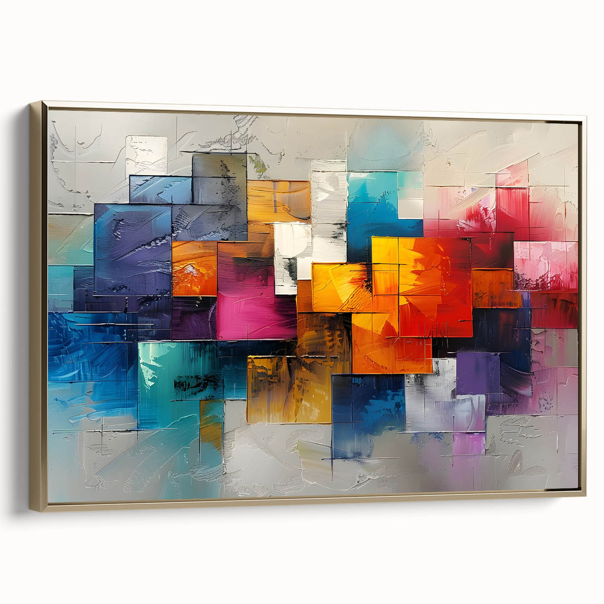 Vibrant Brutalist Wall Art | Colorful Abstract Geometric Industrial Canvas