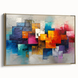 Vibrant Brutalist Wall Art | Colorful Abstract Geometric Industrial Canvas