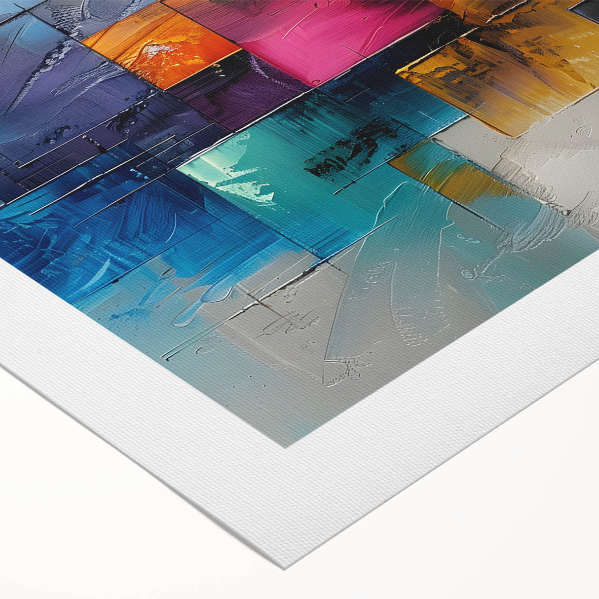 Vibrant Brutalist Wall Art | Colorful Abstract Geometric Industrial Canvas