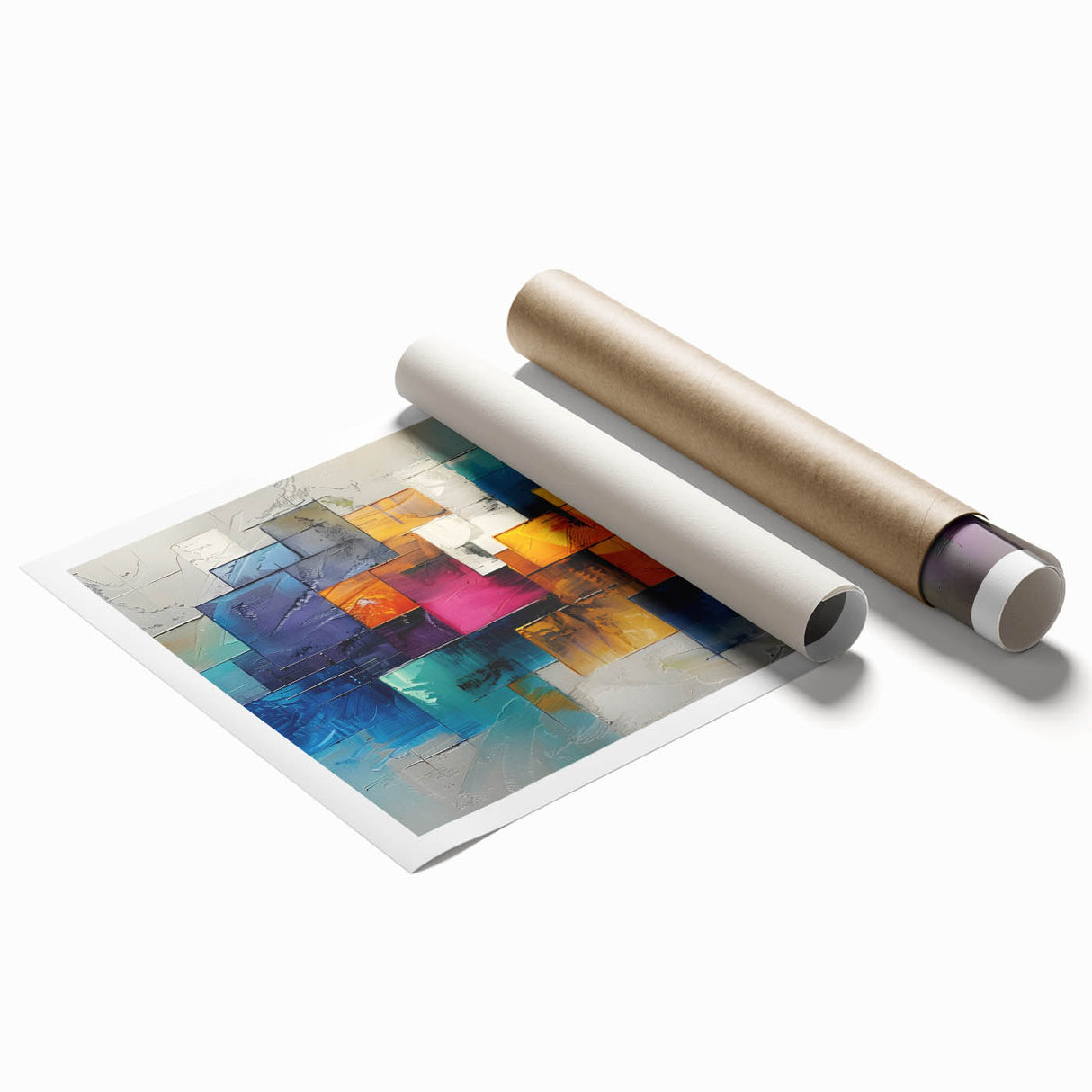 Vibrant Brutalist Wall Art | Colorful Abstract Geometric Industrial Canvas