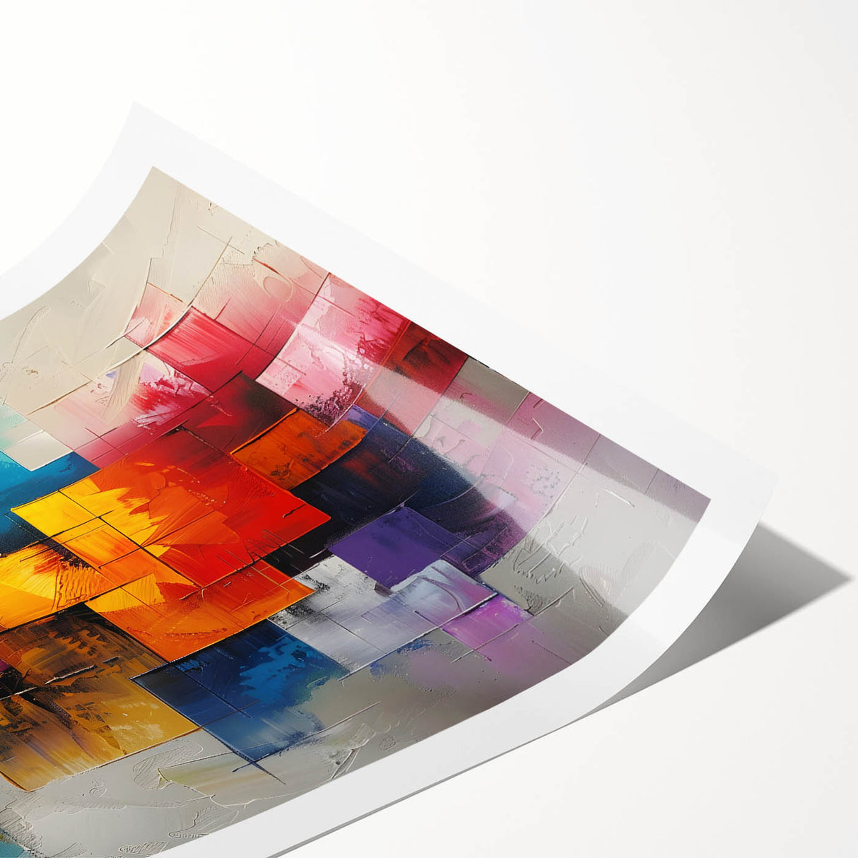 Vibrant Brutalist Wall Art | Colorful Abstract Geometric Industrial Canvas