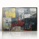 Industrial Brutalist Wall Art | Abstract Geometric Canvas with Raw Texture