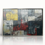 Industrial Brutalist Wall Art | Abstract Geometric Canvas with Raw Texture