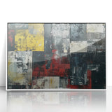 Industrial Brutalist Wall Art | Abstract Geometric Canvas with Raw Texture