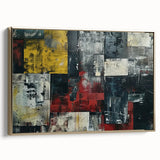 Industrial Brutalist Wall Art | Abstract Geometric Canvas with Raw Texture