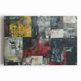 Industrial Brutalist Wall Art | Abstract Geometric Canvas with Raw Texture