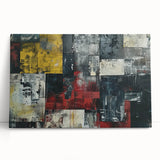 Industrial Brutalist Wall Art | Abstract Geometric Canvas with Raw Texture