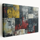 Industrial Brutalist Wall Art | Abstract Geometric Canvas with Raw Texture