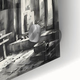 Brutalist Wall Art | Geometric Still Life with Concrete Cityscape | Canvas