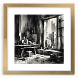 Brutalist Wall Art | Geometric Still Life with Concrete Cityscape | Canvas