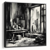 Brutalist Wall Art | Geometric Still Life with Concrete Cityscape | Canvas