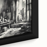 Brutalist Wall Art | Geometric Still Life with Concrete Cityscape | Canvas
