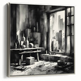Brutalist Wall Art | Geometric Still Life with Concrete Cityscape | Canvas