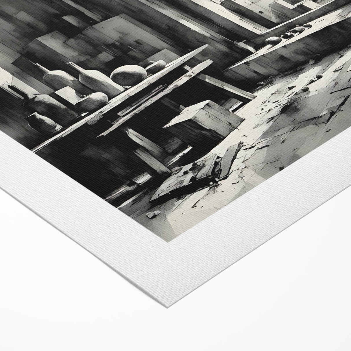Brutalist Wall Art | Geometric Still Life with Concrete Cityscape | Canvas