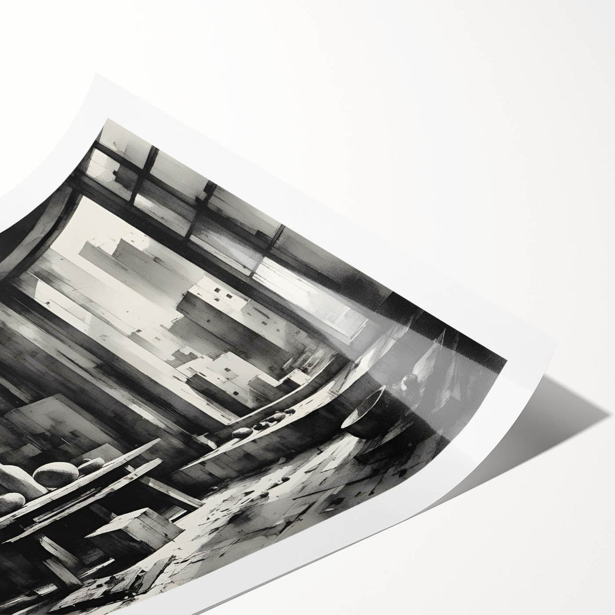 Brutalist Wall Art | Geometric Still Life with Concrete Cityscape | Canvas