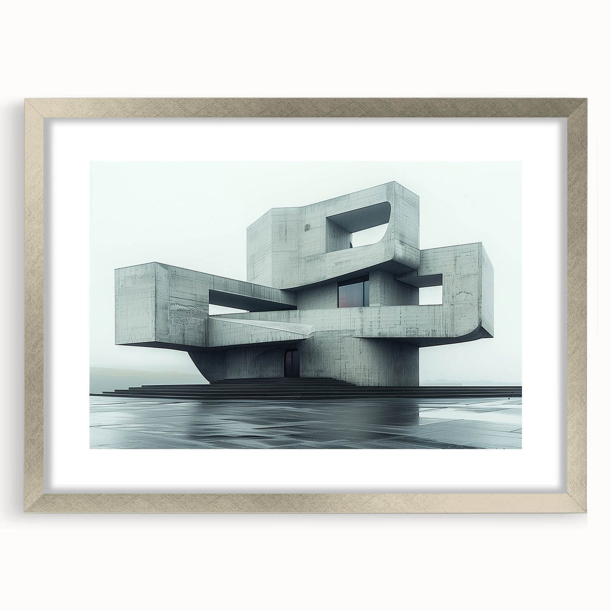 Minimalist Brutalist Wall Art | Geometric Concrete Architectural Design