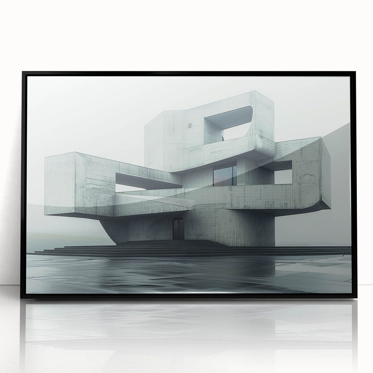 Minimalist Brutalist Wall Art | Geometric Concrete Architectural Design