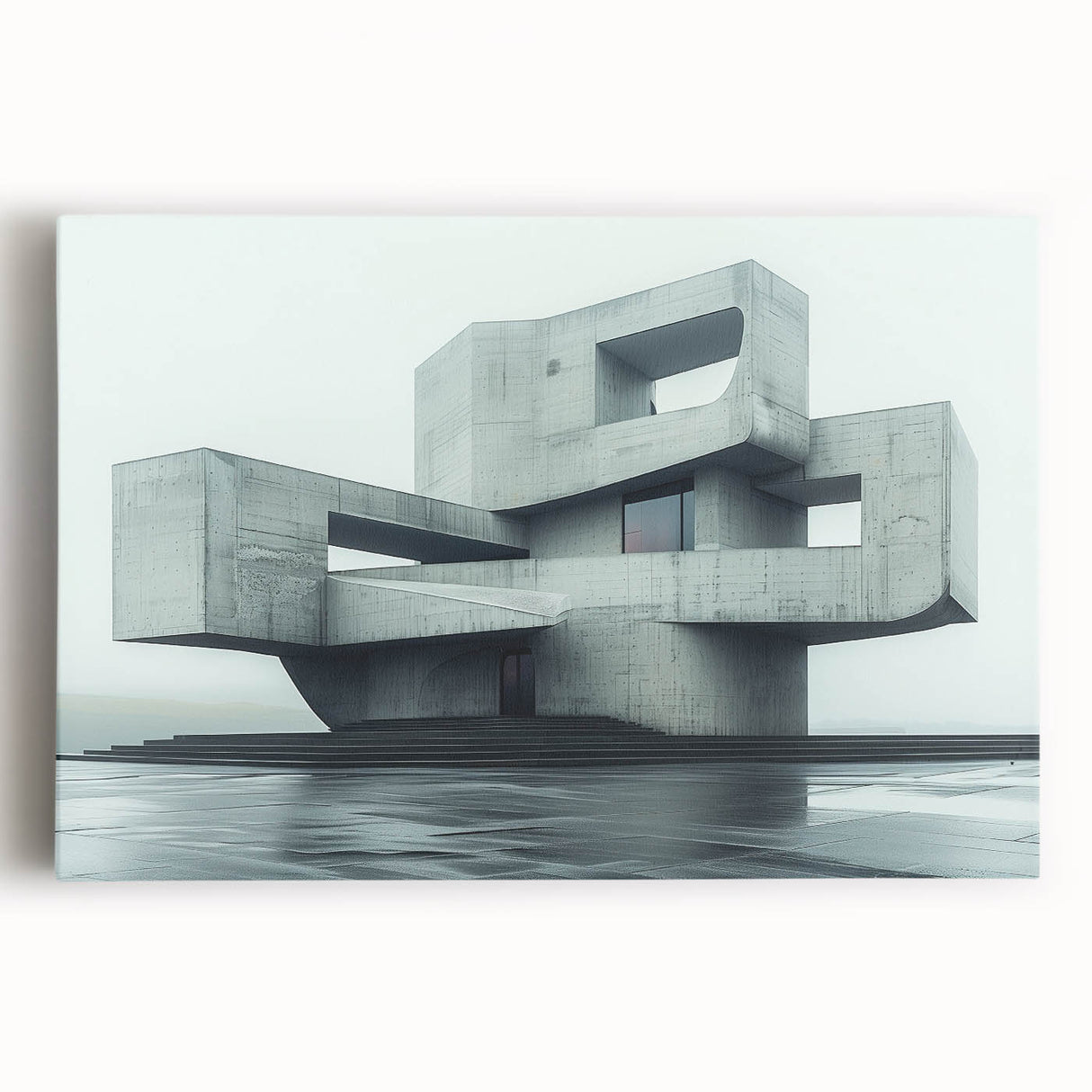 Minimalist Brutalist Wall Art | Geometric Concrete Architectural Design