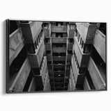 Black and White Brutalist Wall Art | Geometric Architectural Concrete Design