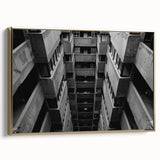 Black and White Brutalist Wall Art | Geometric Architectural Concrete Design
