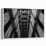 Black and White Brutalist Wall Art | Geometric Architectural Concrete Design