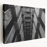 Black and White Brutalist Wall Art | Geometric Architectural Concrete Design